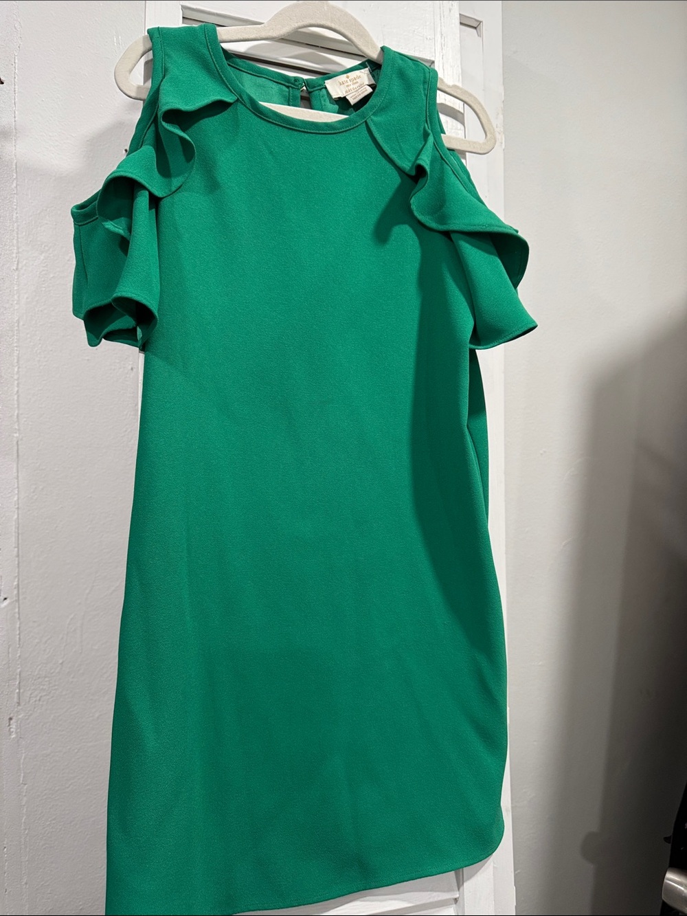 kate spade Emerald Green Cold-Shoulder Ruffle Dress